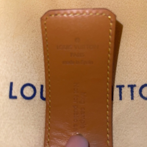 LV orange buckle tan leather LV strap worn hole punched belt - Picture 3 of 3